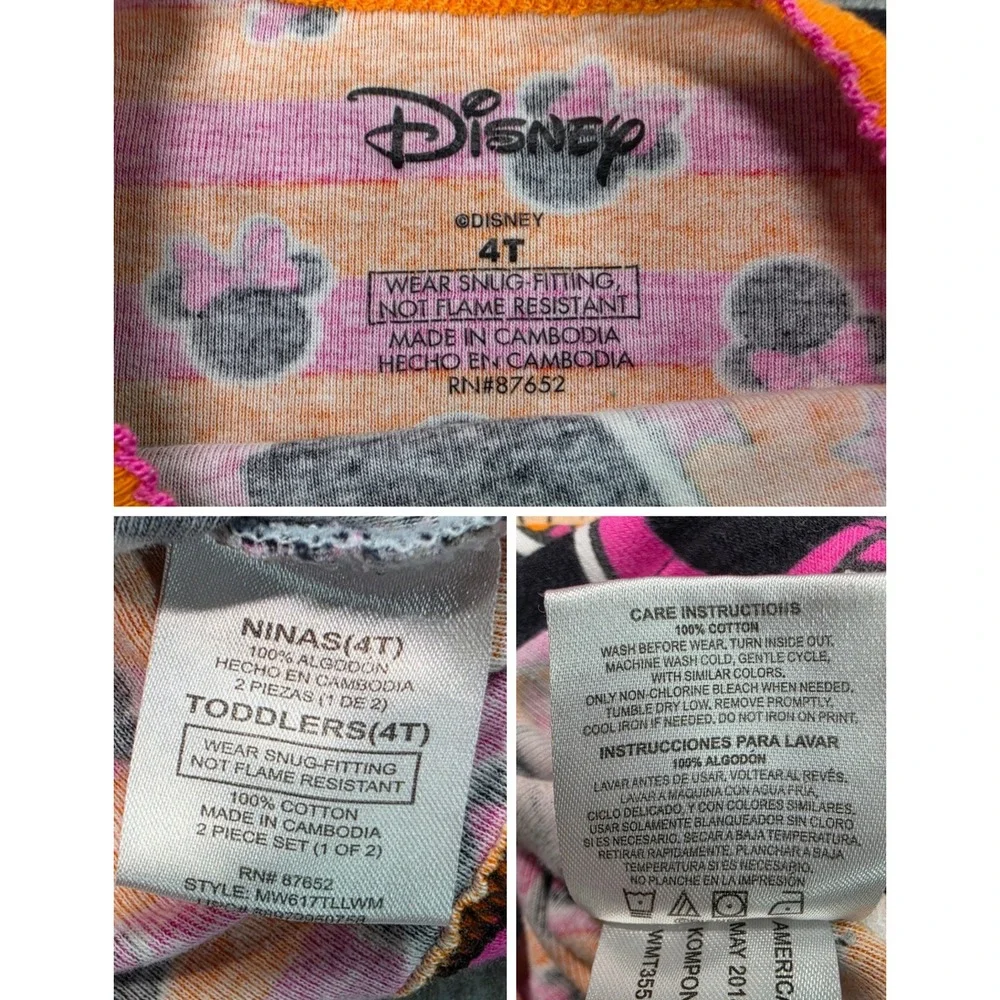 Disney Minnie Mouse Halloween Pajama Tops Lot 2 Girls 4T Witch Polka Dot